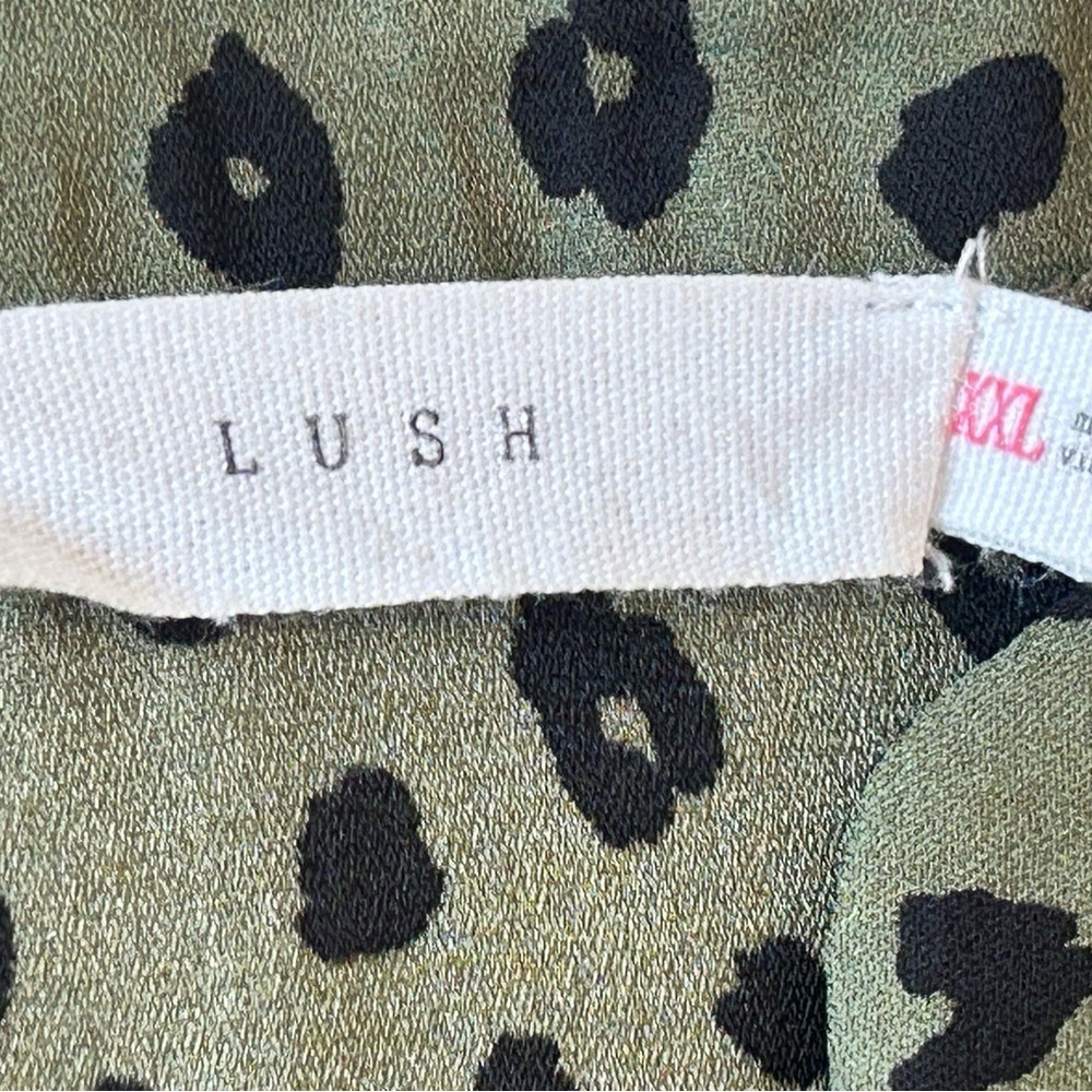 Lush Olive and Black Animal Print Blouse - Picture 2 of 7